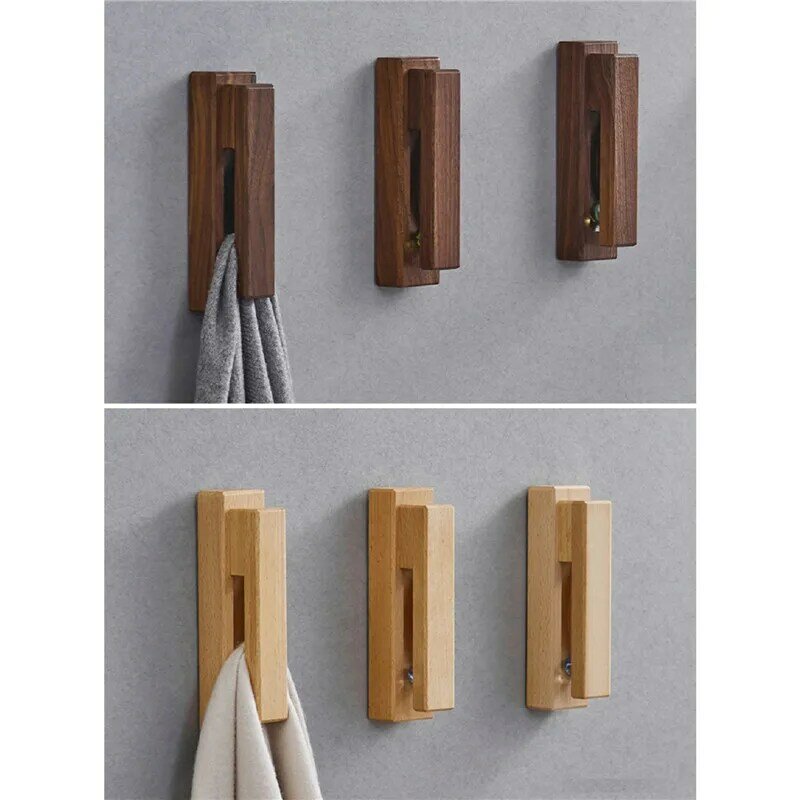 1PC Towel Holder Small Household Wall Mounted Wooden Hooks Wall Hanger for Towel Bag Clothes