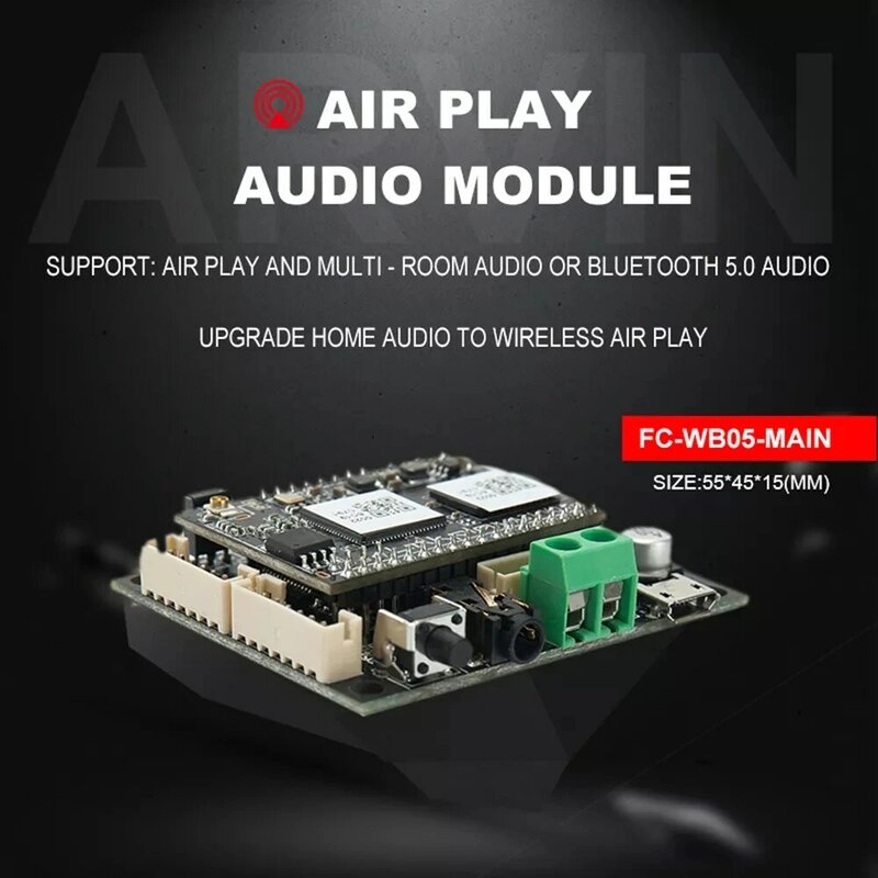 Ghtech-módulo receptor de Audio WB05 Amp, WiFi y Bluetooth 5,0, salida analógica I2S ESS9023, placa amplificadora de sonido con Spotify /Airply