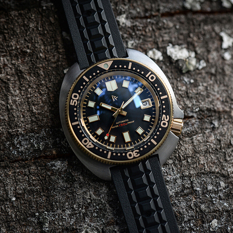 Retangula Rdunae Diver นาฬิกา Abalone เต่านาฬิกาอัตโนมัติ Homage Mechanical 41มม.NH35ยาง C3 Lume 20Bar กันน้ำ