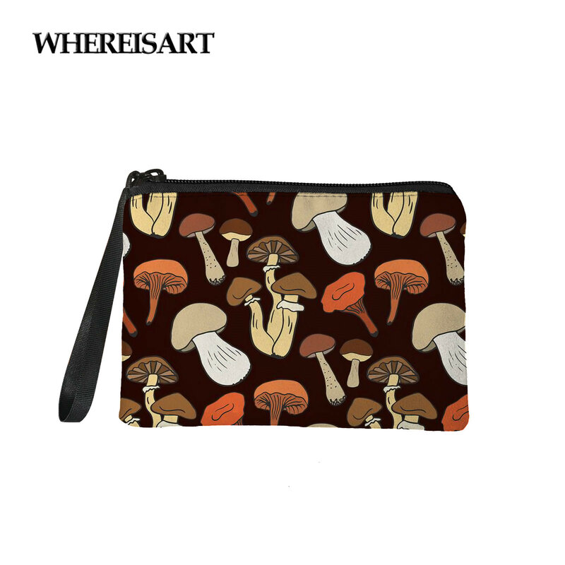 Whisart-cartera pequeña con estampado de setas para mujer, monedero femenino, tarjetero, envío directo
