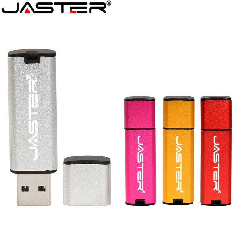 JASTER-Unidad flash USB 2,0 de plástico, pendrive de 128GB, 64GB, 32GB, 16GB, 8GB y 4GB, color rojo, azul, negro, plateado y rosa, ideal para regalo