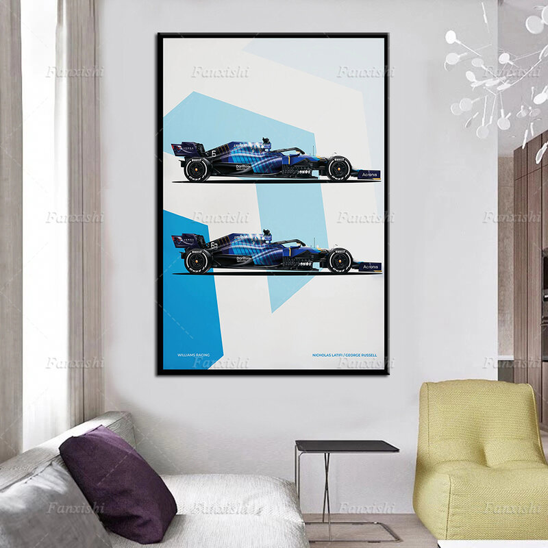 Современная модель F1 автомобиль Уильямс FW43B команда-искусство на стене Картина на холсте Hd Печать модульные картины Декор для дома и офиса подарок мужчине