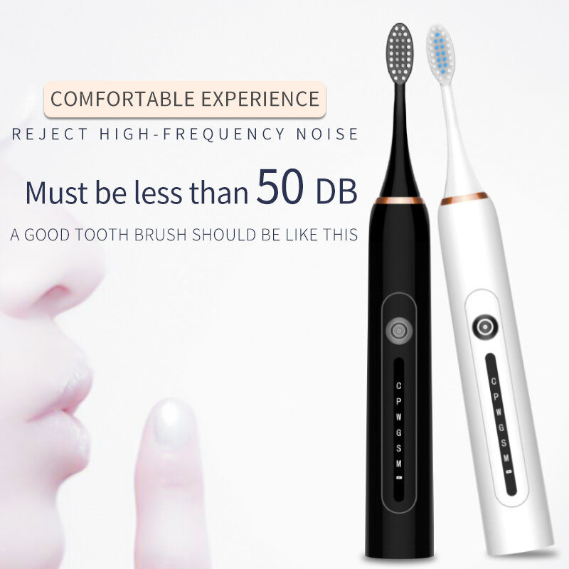 Cepillo de dientes eléctrico para adultos, cepillo de dientes ultrasónico, automático, recargable por USB, rápido, resistente al agua, 5