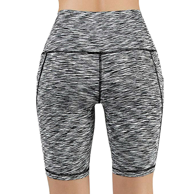 Gym jogging correndo leggings shorts de yoga das mulheres cintura alta levantamento push up apertado esportes bolso fitness yoga curto pant