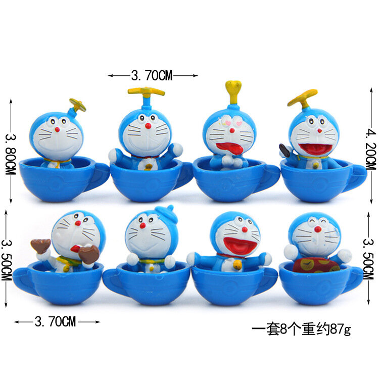 8 Stks/partij Doraemon Blauw Fat Cat Micro Tuin Landschap Decoratie Props Doraemon Familie Portret Pvc Actiefiguren Toy Kid Geschenken
