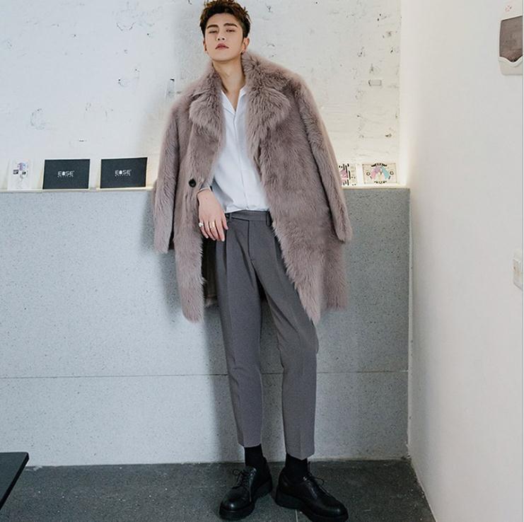 男性用のエレガントな模造毛皮コート,紳士服,新しいファッション,紳士服k1565