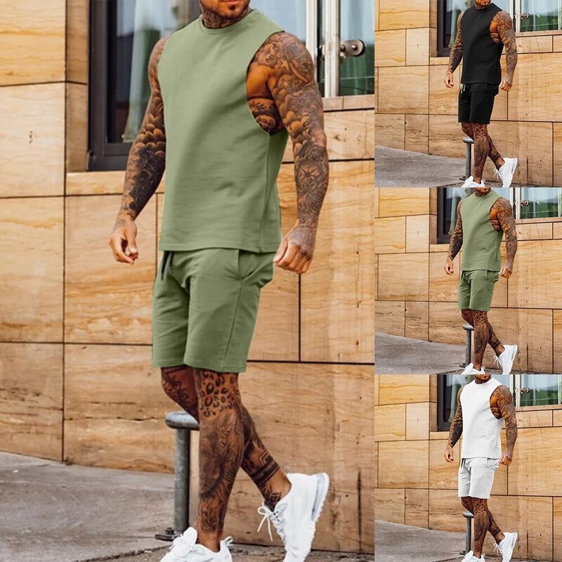 2021 летняя спортивная одежда для бега, штаны и футболка в уличном стиле Harajuku футболки Homme, брендовый костюм для мужчин, футболка + пляжные шорт...