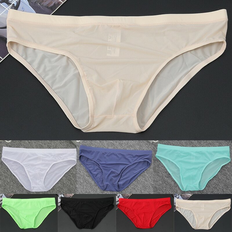 Men\'S Sexy Ultra Soft Ice Silk G-String Thongs Low Rise T-Back Underwear Comfy Ice silk M/L/XL/2XL