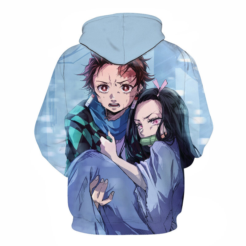 Sudadera con capucha de Demon Slayer para hombre y Mujer, suéter con estampado de Kimetsu no Yaiba, estilo Harajuku, Tops Kawaii de Anime, Ropa para Mujer