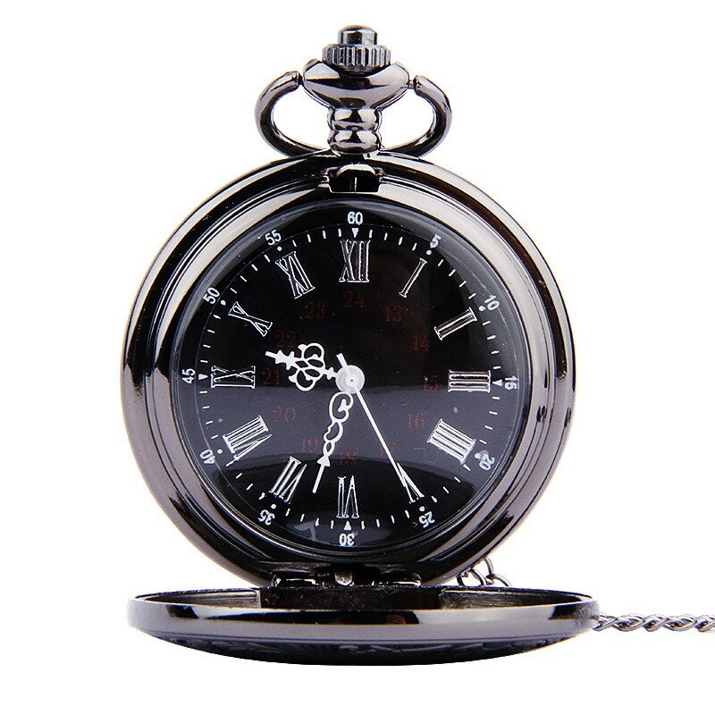 간단한 레트로 Fob 시계 남자 로맨틱 더블 디스플레이 포켓 시계 로마 숫자 쿼츠 시계 Relogio De Bolso