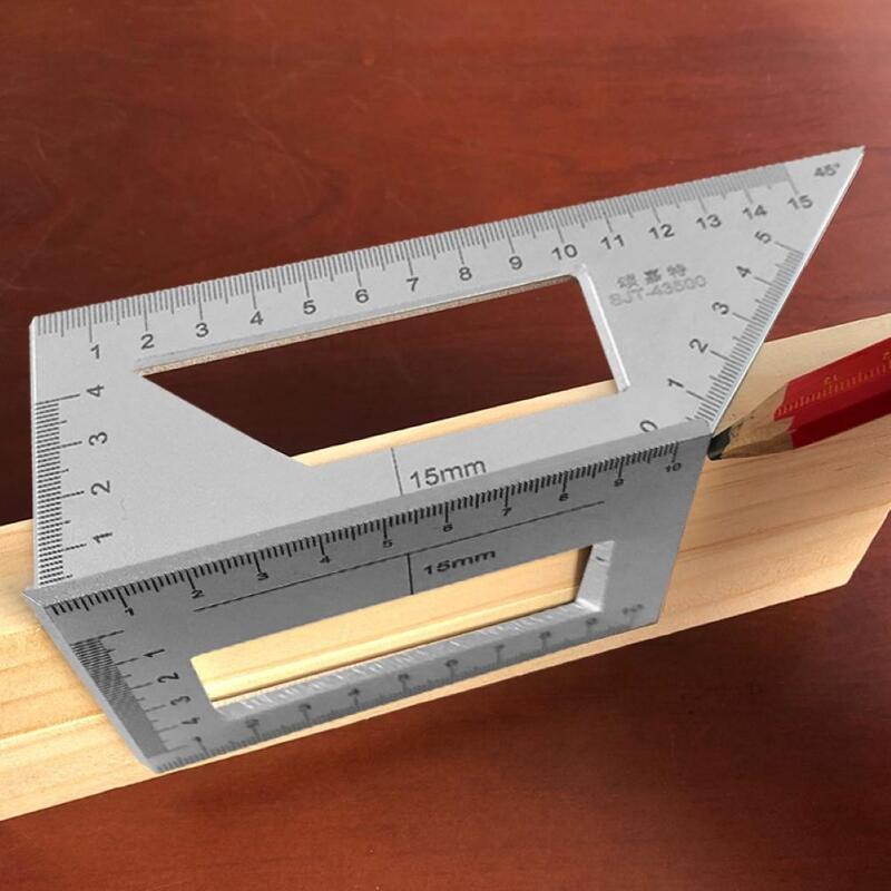 Regla de carpintería de aleación de aluminio, transportador de ángulo de calibre multifuncional cuadrado de 45/90 grados, regla de Ángulo de medición