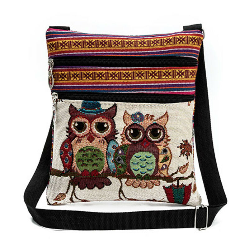 Винтажная Этническая сумка через плечо в китайском национальном стиле, Женская мини-сумка с диагональной вышивкой совы, женская сумка-месс...