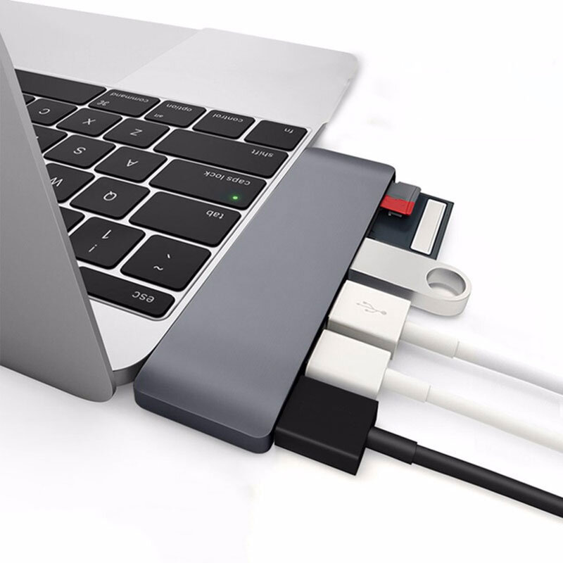Mosible Thunderbolt 3, USB-C Hub HDMI compatible con la policía de lector de tarjetas TF SD 3,0 Hub USB-C Dock para Macbook pro/aire USB-C OTG