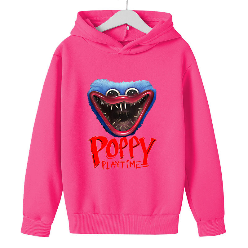 Sudadera con capucha de Poppy Playtime para niños y niñas, ropa de moda de Huggy Wuggy, juego de Horror de otoño, Top de manga larga de lana