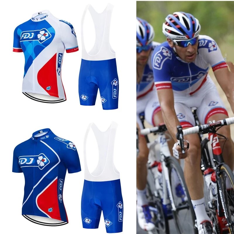 FDJ-Conjunto de ropa de ciclismo para hombre, Jersey de manga corta transpirable, Anti-UV, novedad de 2022