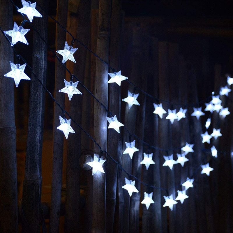5M ไฟ LED พลังงานแสงอาทิตย์คริสต์มาสตกแต่ง8โหมดกระพริบตาไฟ Fairy กันน้ำ Star String Light สำหรับกลางแจ้งสวนสน...