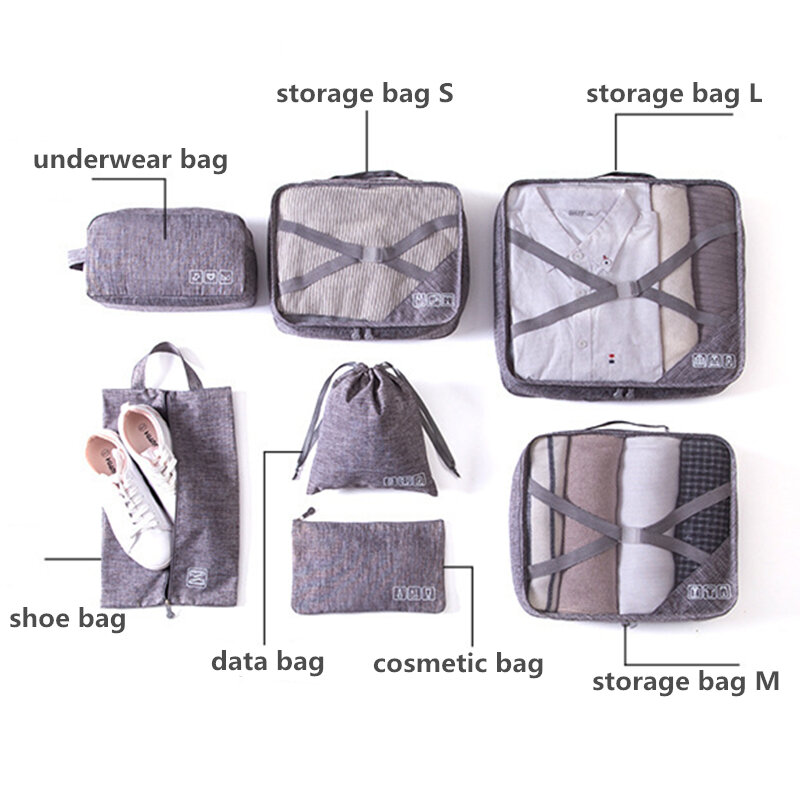 Cation 7 sacs de voyage multifonctions vêtements sous-vêtements cosmétique données finition sac de rangement, organisateur de bagages, Cube d'emballage