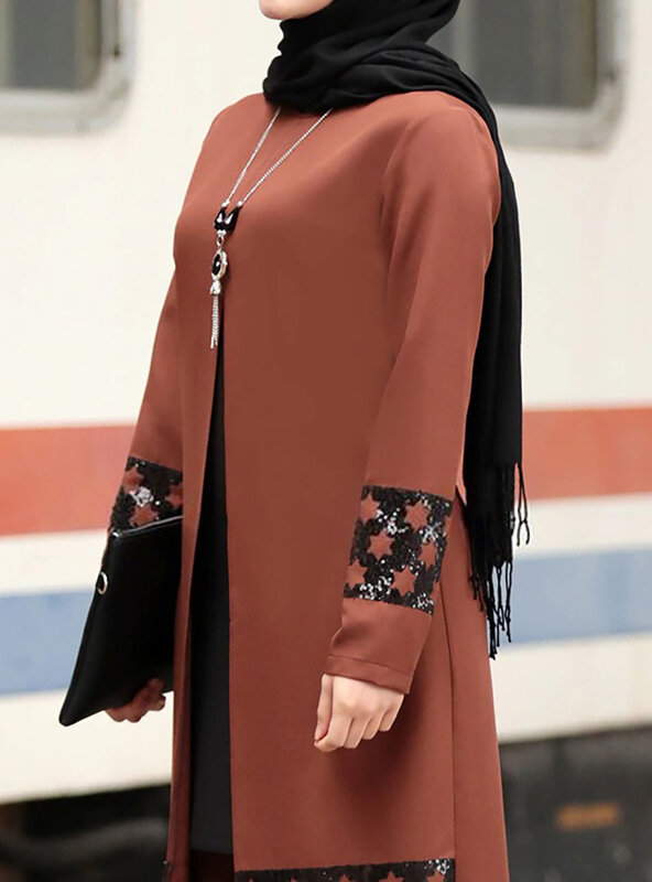 女性のためのイスラム教徒の服,ミドル丈,イスラムの服,ドバイ,アバヤ,ツーピース,エレガントな服