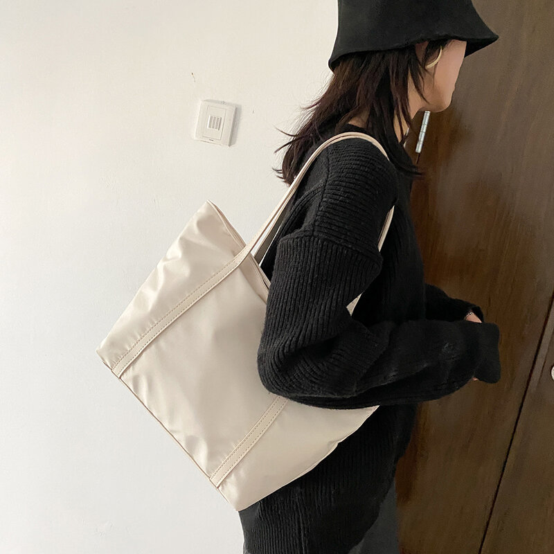 Bolso de mano Oxford de gran capacidad para mujer, bolsa de hombro con asa superior, sencillo, Color sólido, con cremallera, 2020