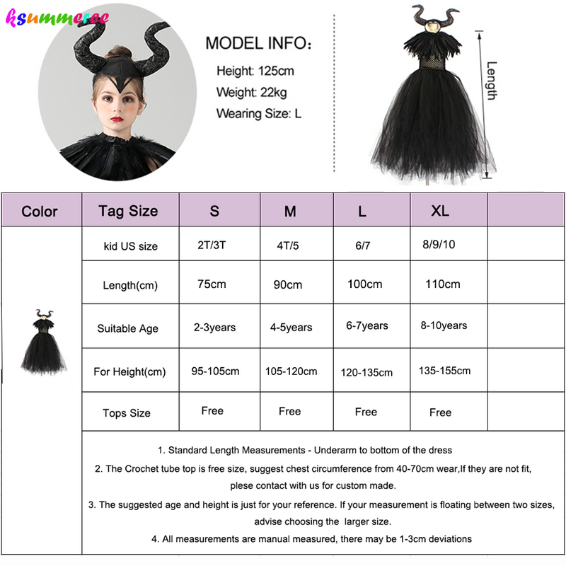 Girls Halloween Evil Witch Black Gown Tutu Dress with Feather Shawl Victorian Kids Dark Queen Villain Cosplay Fancy Costume