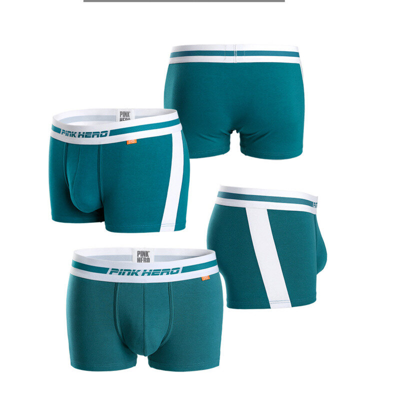 1Pcs Boxer Mens Simple Breathable Sports Underwear Color Matching Soft Boxer Shorts Sexy U Convex Men's Underwear Boxer