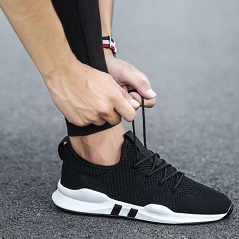 Мужские сетчатые кроссовки, черные дышащие кроссовки с вулканизированной подошвой, спортивная обувь, лето 2021
