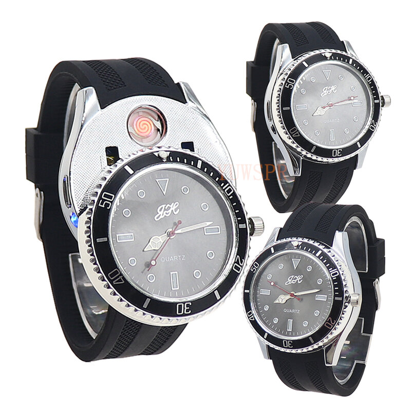 Leichter Uhren für Männer USB Aufladbare Leucht Hände Schwarz Strap Fashion Geist Grün Uhr Herren Uhr Armbanduhr JH333
