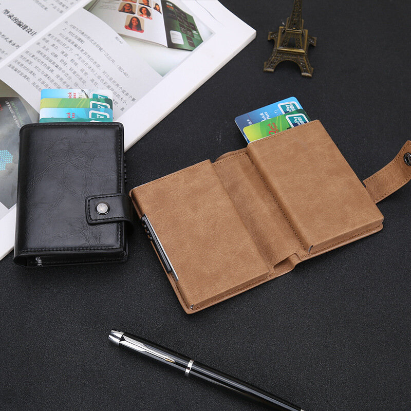 2019 Fashion Mini Wallet Credit Card Holder Aluminum Alloy Anti-Theft RFID Protection Bank Card Case Dual Metal Box Card Bag