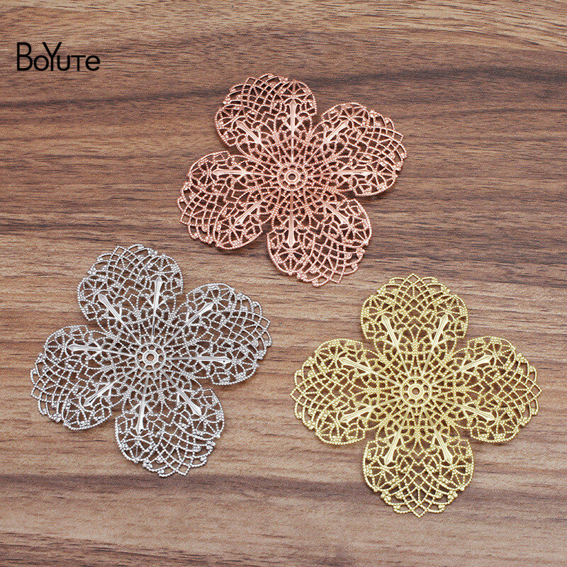 BoYuTe (10 Pieces/Lot) 68MM Big Metal Brass Filigree Flower Materials Diy Hand Made Jewelry Findings Components