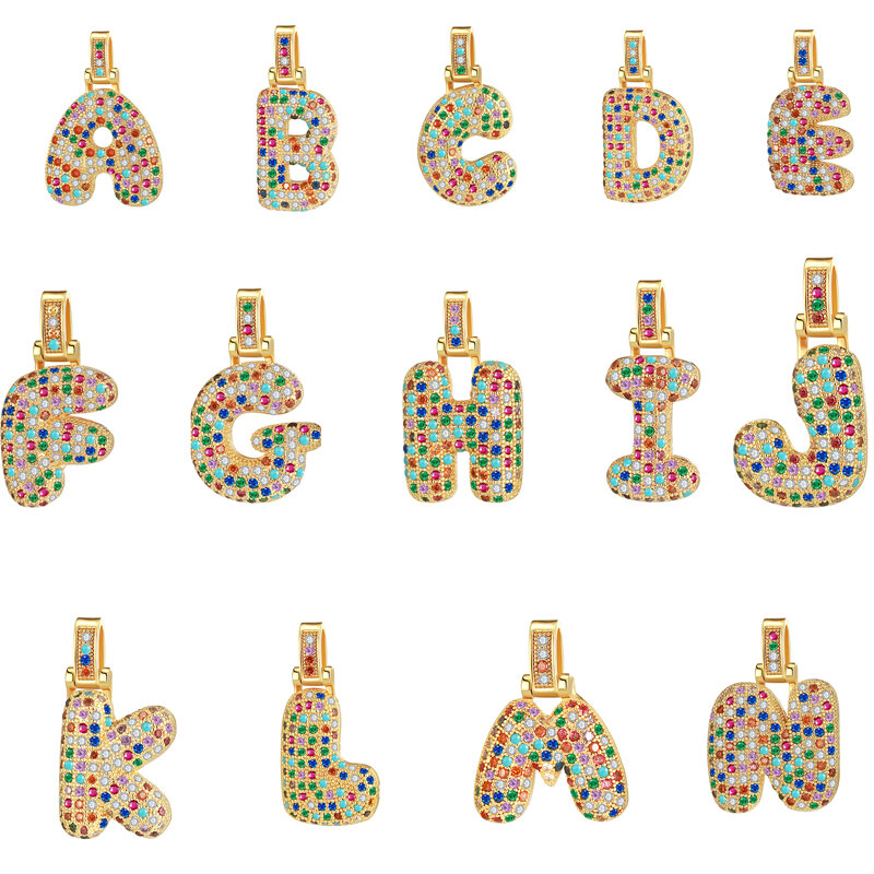 Colgante geométrico con letras en inglés de 26 letras del alfabeto de circón para collar, Charms para pulsera, hacer pendientes, accesorios de joyería