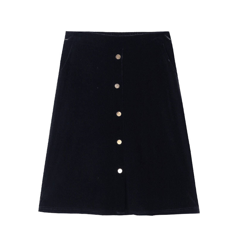 Plus rozmiar odzież damska welurowa spódnica biurowa, damska spódnica wiosna jesień czarny casual jednolite, luźne średnio wysoka talia Oversize dna 4xl 3xl
