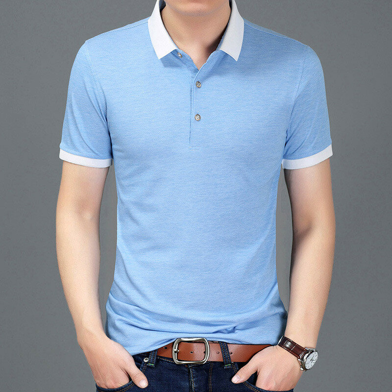 Verão novos camisetas masculinas cor sólida tendência fina casual de manga curta moda fs33