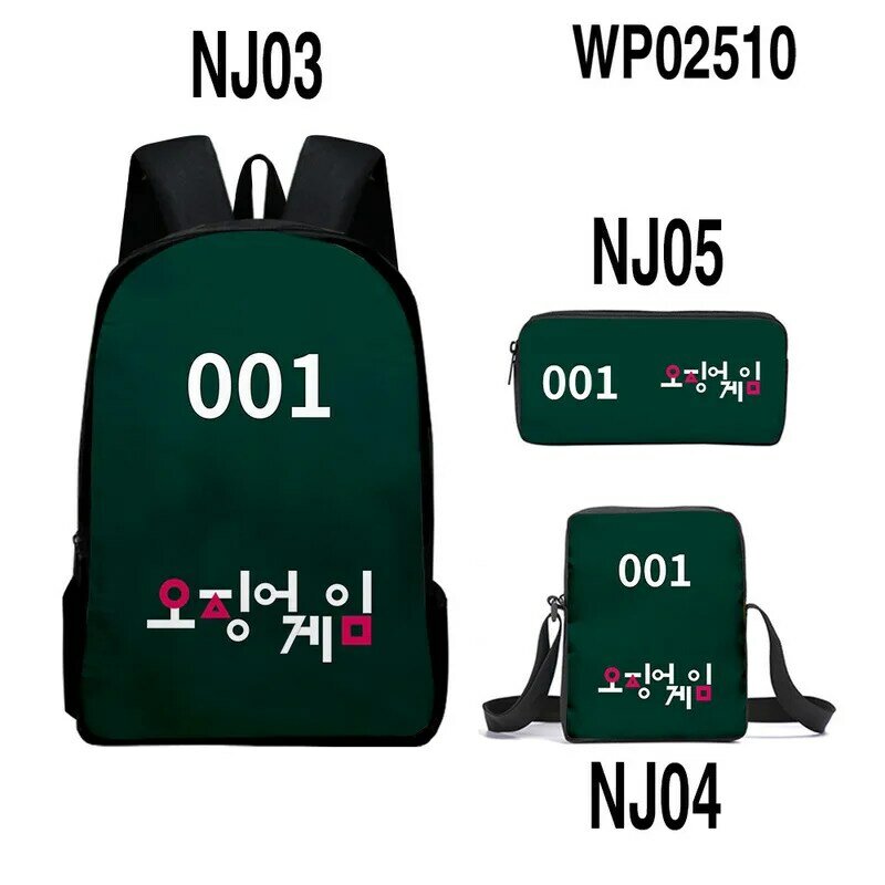 Squid Game Women's Backpack Canvas School Bags for Teenage Girls Cartoon College Student Kids Shoulder Bag Rucksack Pen Bag