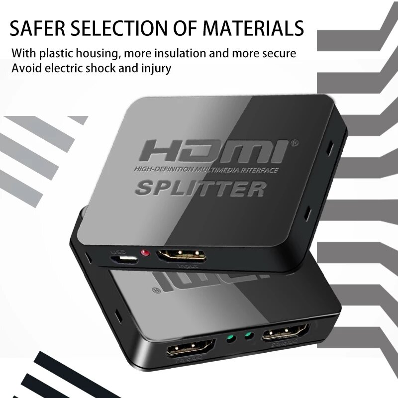 4K 1080p HDMI Splitter 1x2 1 in 2 out HDCP Stripper 3D Splitter Power Signal Amplifier For HDTV DVD PS4 Xbox With Packing  box