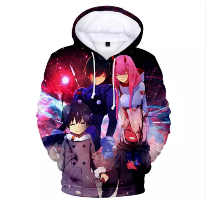 Zero dois hoodie masculino 3d hoodies anime querido no franxx impresso pulôver/moletom com capuz feminino unisex roupas casuais