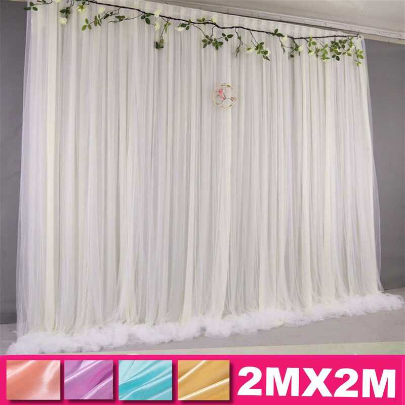 Rideaux suspendus en gaze de soie glacée 2x2m, toile de fond pour fête, décoration de mariage, fournitures de fête, 5 couleurs