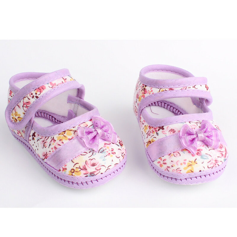 Bloemen Baby Schoenen Voor Pasgeboren Baby Girl Soft Sole Strik Print Anti-Slip Casual Schoenen Peuter Prinses Eerste Walker schoenen