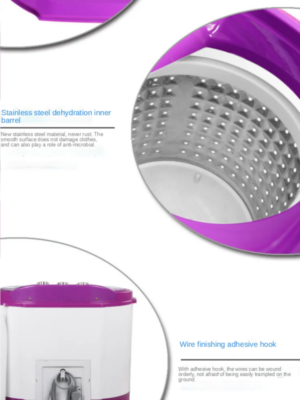 Máquina de lavar semi-automática de tambor duplo mini pequena máquina de lavar roupa e descascar dupla utilização