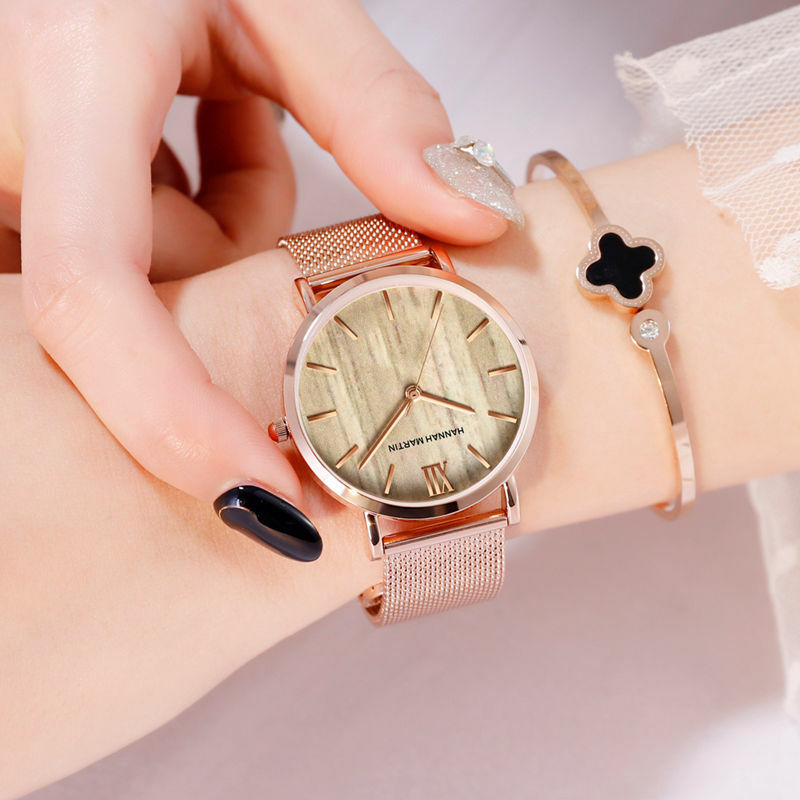 Hannah Martin Casual Frauen Uhren Luxus Wasserdicht Gold Armbanduhr Frauen Hohe Qualität Stahl Damen Uhr Orologi Donna
