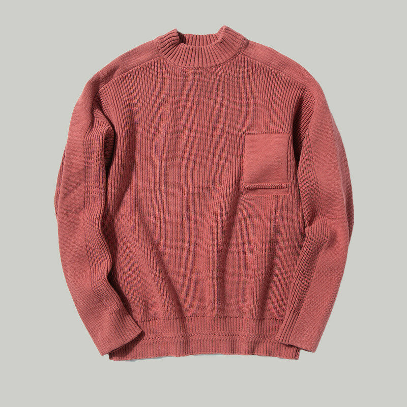 Jesienno-zimowy dziergany sweter męski sweter sweter w stylu Casual ciepły jednolity kolor dzianinowy Top Plus Size swetry