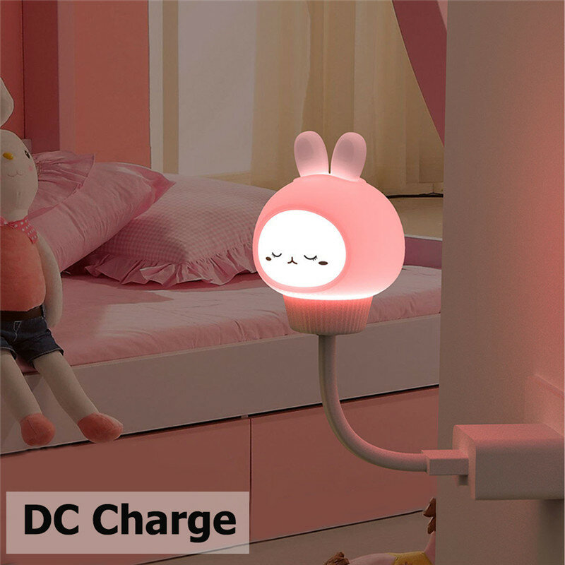 LED Cute Kids Night Light decorazione USB lampada da notte telecomando orso/gatto Decor Lights per camera da letto per bambini lampada da comodino per cartoni animati