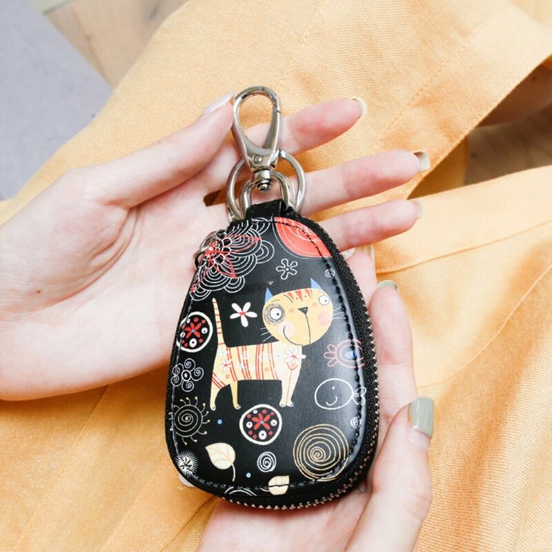 Moda Cartoon kobiety futerał na klucze dziewczyna studenci PU skórzany portfel na klucze saszetka na klucze do breloki na kluczyki do samochodu pokrywa Zipper woreczek na klucze