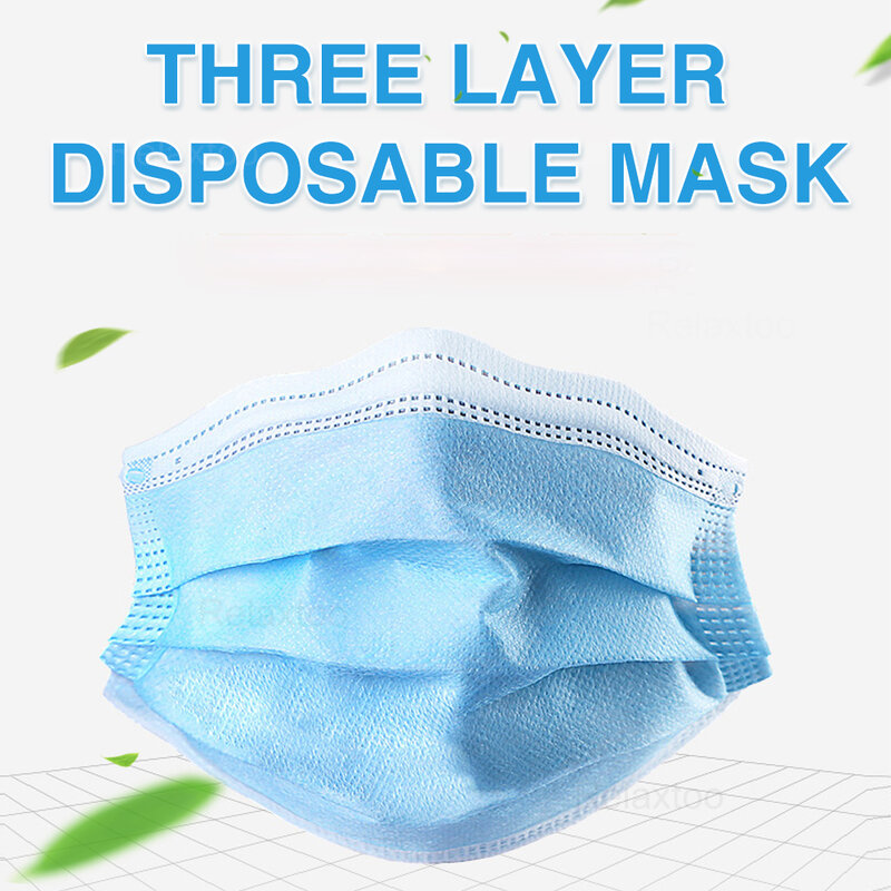 Mascarilla de protección facial desechable con filtro de 3 capas, máscara de seguridad para la boca, antipolvo, sin costuras, 10, 20, 50 o 100 unidades