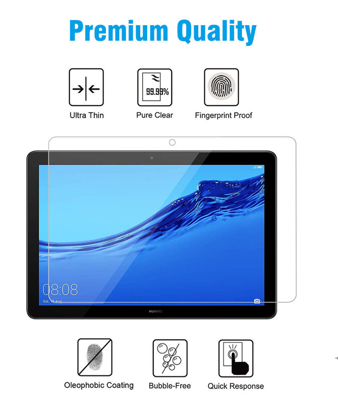 Protector de pantalla de vidrio templado para tableta, película protectora de cobertura completa HD, para Huawei MediaPad T5, 10, 10,1 pulgadas, 2 uds.