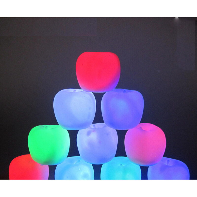 Lámpara decorativa LED alimentada por batería con forma de manzana, luz colorida