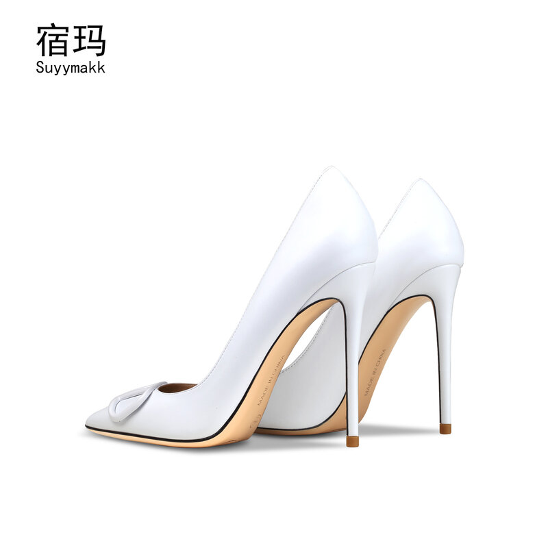 Zapatos de tacón alto clásicos de piel de oveja para mujer, Stilettos sexys con punta en V y botón de Metal para boda, 6/8cm, 2021