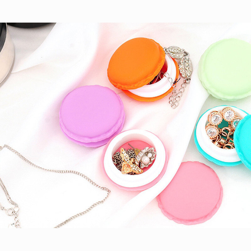 Tragbare Candy Farbe Mini Nette Macarons Schmuck Ring Halskette Durchführung Fall Veranstalter Lagerung Box