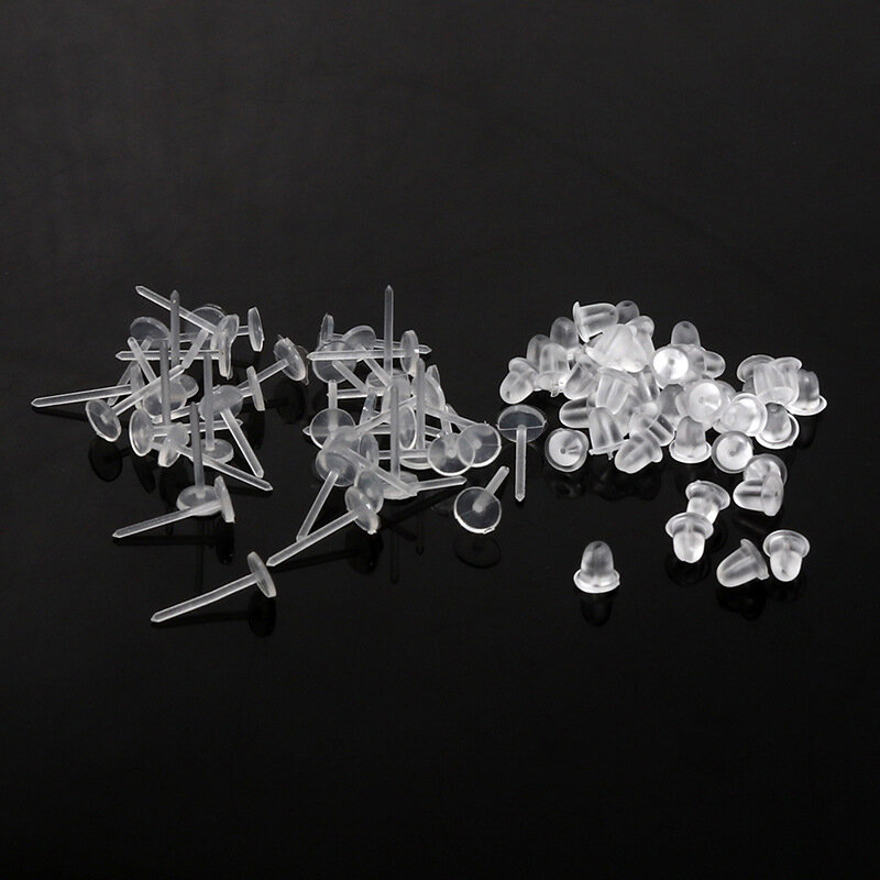 50 brincos invisíveis brincos hipoalergênicos substituição brincos de plástico transparente brinco acessórios entupimento
