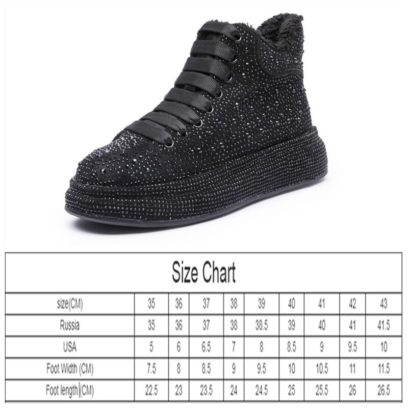 Women Winter Boots Sneakers Shoes 2021 New Rhinestone Shiny Women's Ankle Boots Lace Up Fashion Student Boots Shoe Ladies