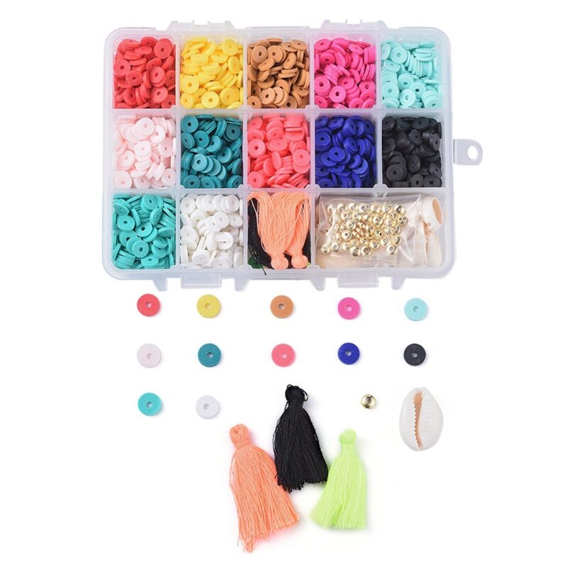 Forniture artigianali per bambini 1 scatola di perle di argilla polimerica multicolore gioielli fai da te L41B